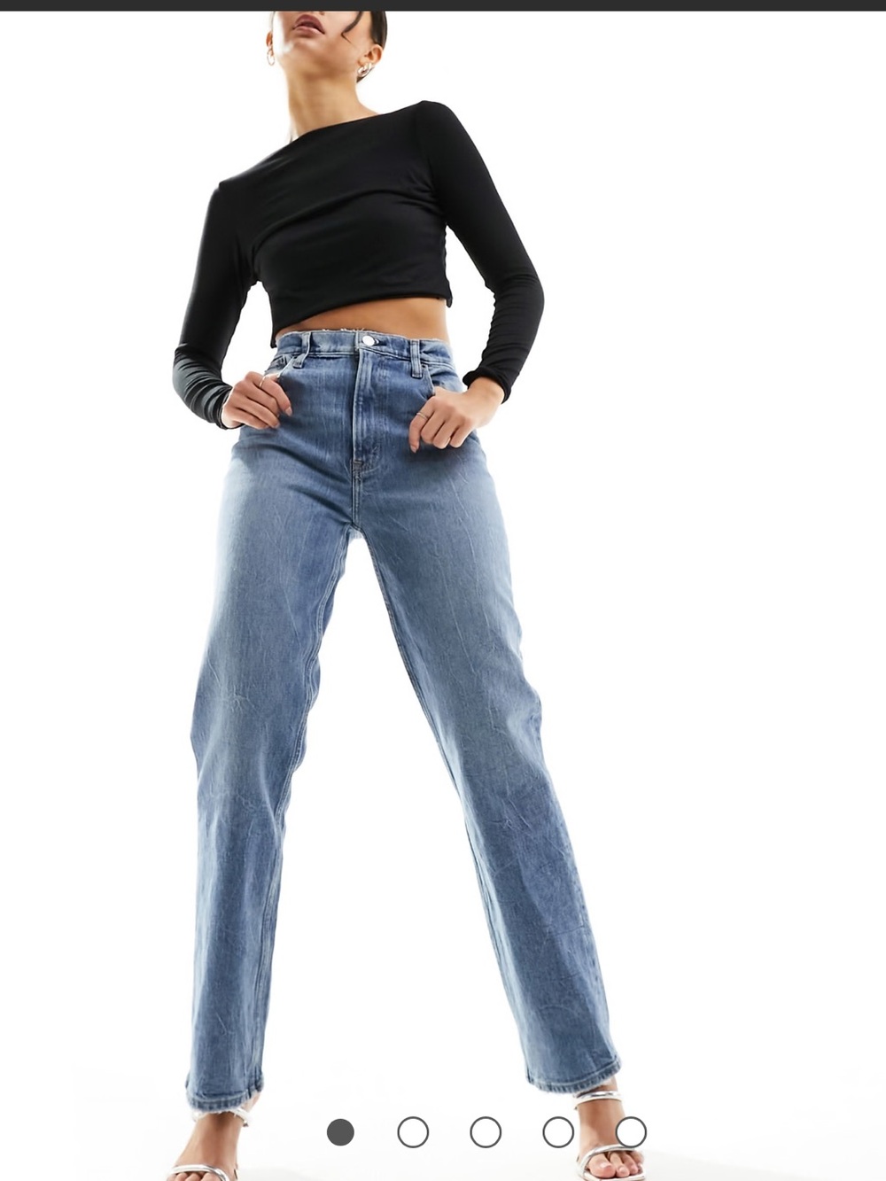Abercrombie & Fitch curve love 90s ultra high rise straight fit jeans mid blue